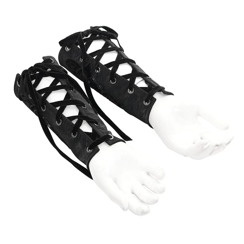 Gothic-Handschuhe mit Kreuz und Schnürung für Herren