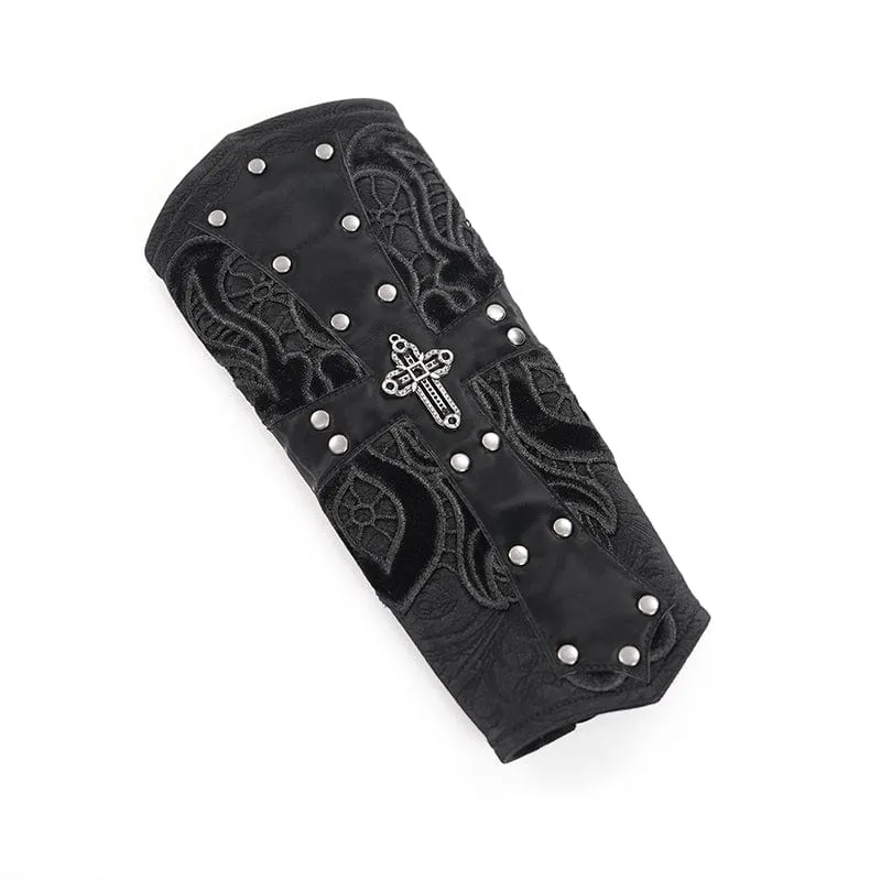 Gothic-Handschuhe mit Kreuz und Schnürung für Herren