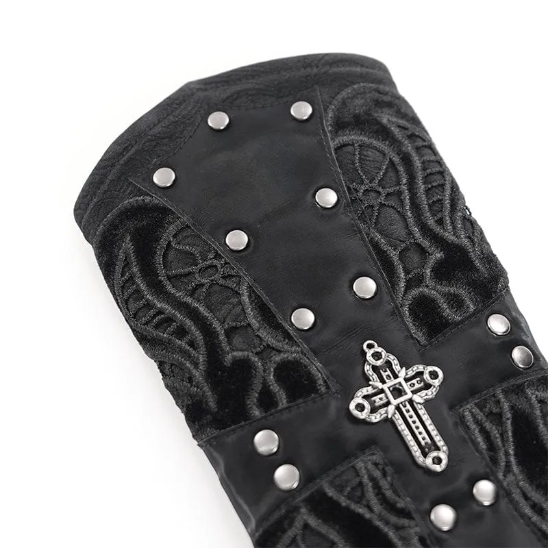 Gothic-Handschuhe mit Kreuz und Schnürung für Herren