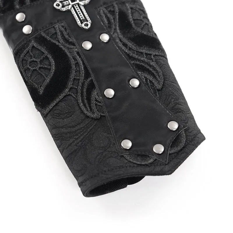 Gothic-Handschuhe mit Kreuz und Schnürung für Herren