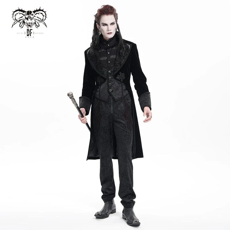 Gothic-Blumenjacke aus Samt mit Knöpfen für Herren