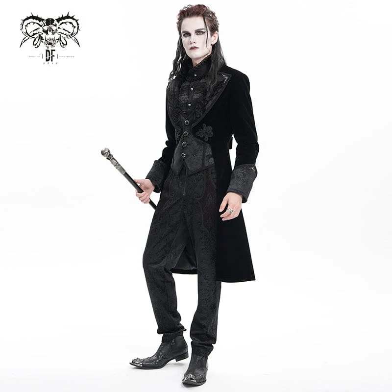 Gothic-Blumenjacke aus Samt mit Knöpfen für Herren