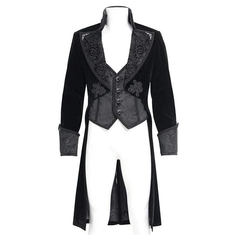 Gothic-Blumenjacke aus Samt mit Knöpfen für Herren