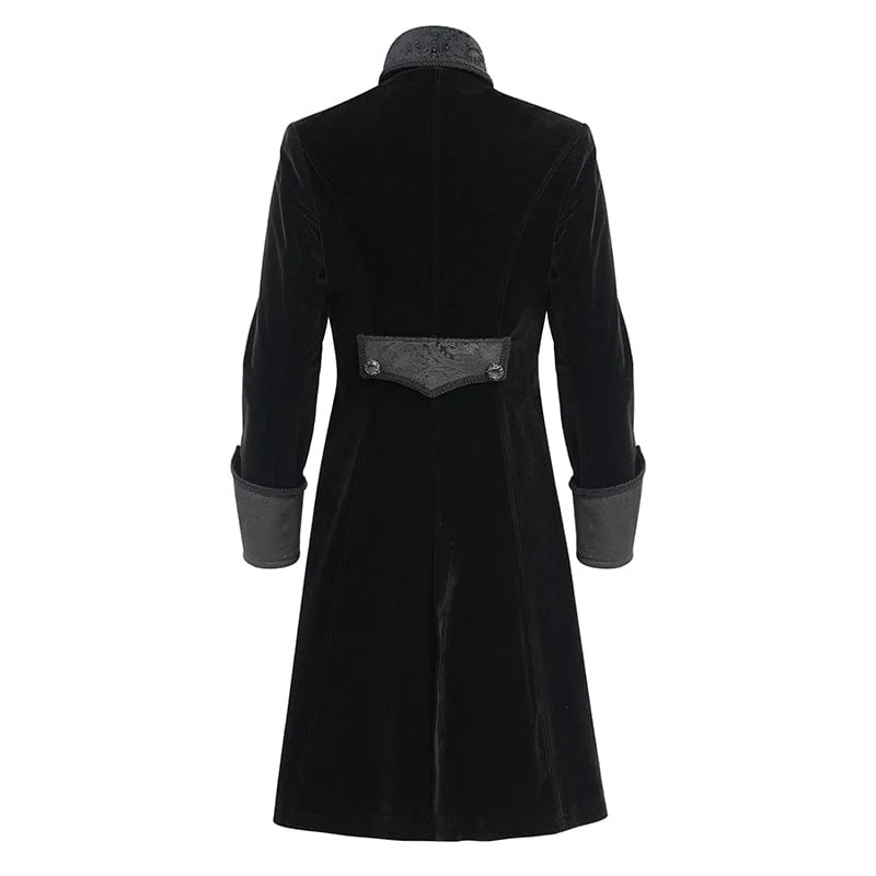 Gothic-Blumenjacke aus Samt mit Knöpfen für Herren