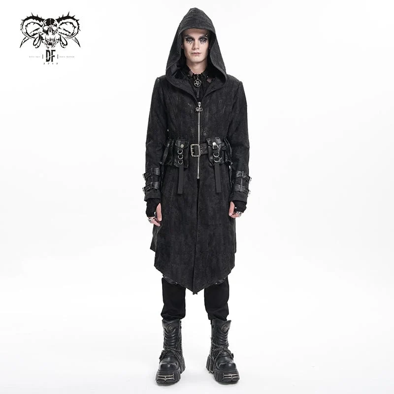 Gothic-Jacke mit Ösen und Kapuze für Herren