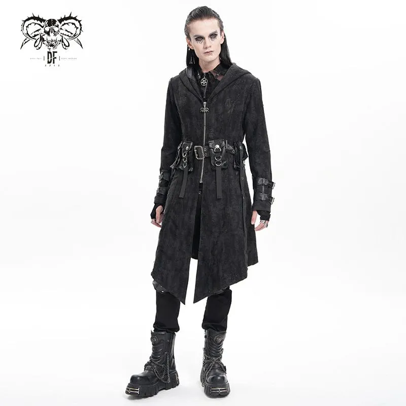 Gothic-Jacke mit Ösen und Kapuze für Herren