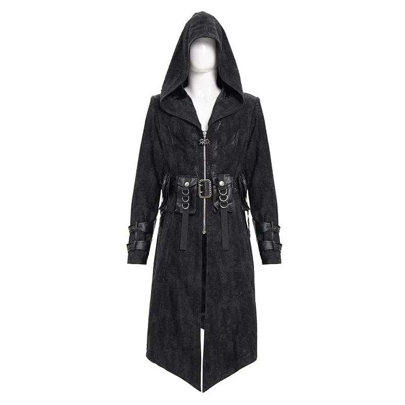 Gothic-Jacke mit Ösen und Kapuze für Herren
