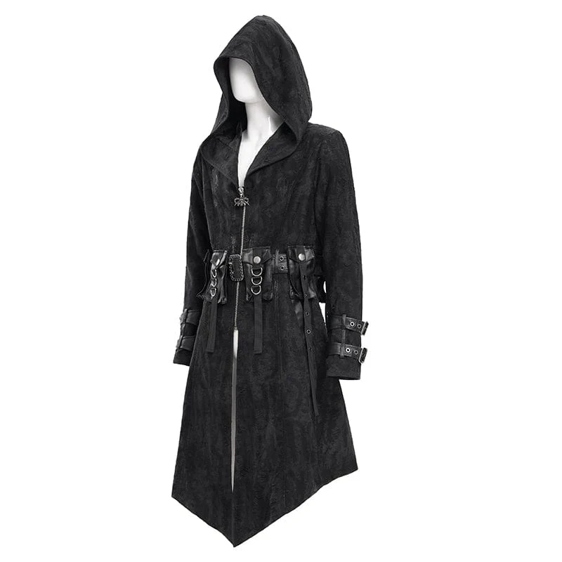Gothic-Jacke mit Ösen und Kapuze für Herren