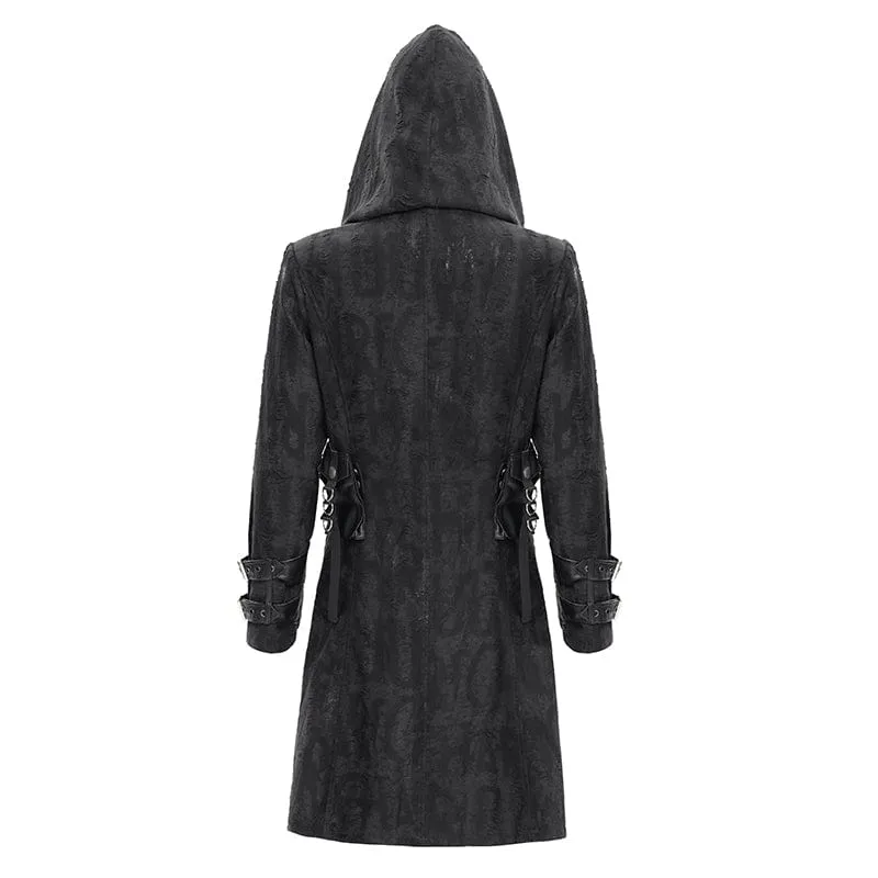 Gothic-Jacke mit Ösen und Kapuze für Herren