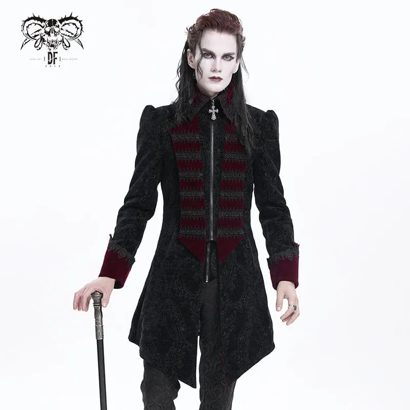 Herren Gothic Kreuz Häkeljacke Schwarz Rot