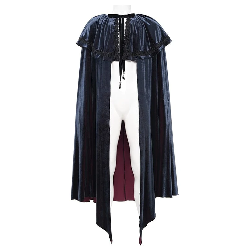 Gothic Umhang mit Häkelriemen für Herren, Schwarz/Rot