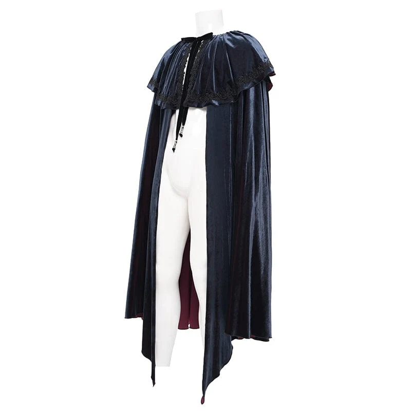 Gothic Umhang mit Häkelriemen für Herren, Schwarz/Rot