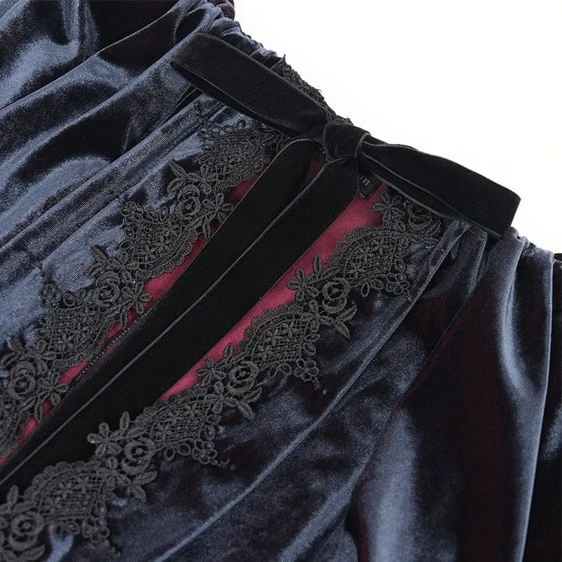 Gothic Umhang mit Häkelriemen für Herren, Schwarz/Rot