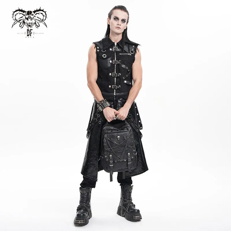 Gothic-Tasche mit Totenkopf-Motiv und Schnalle für Herren