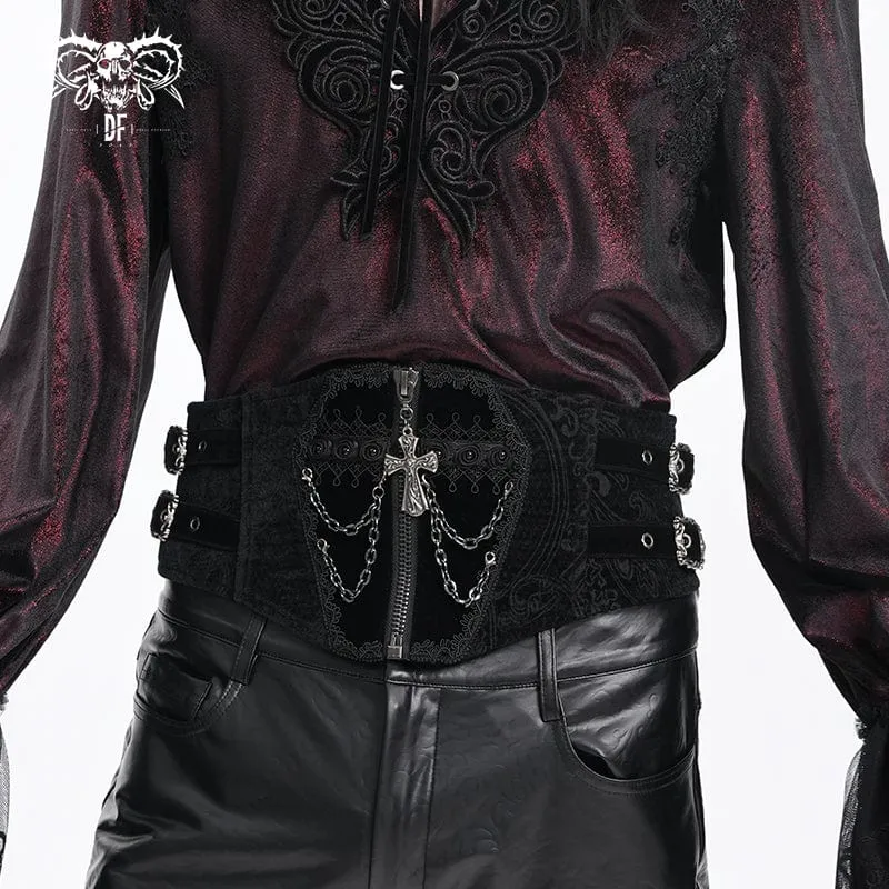 Gothic-Hüftgürtel mit Kreuzkette zum Anschnallen für Herren