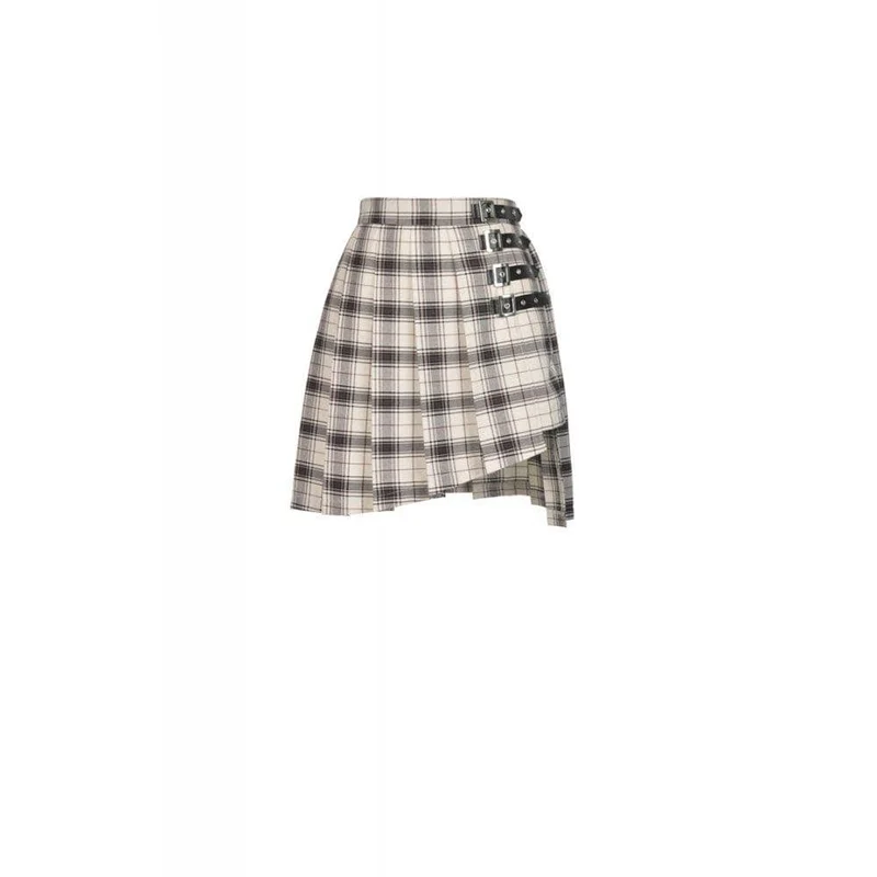 Frauen Punk Checked Gürtel Plaid Plissee Kurze Röcke