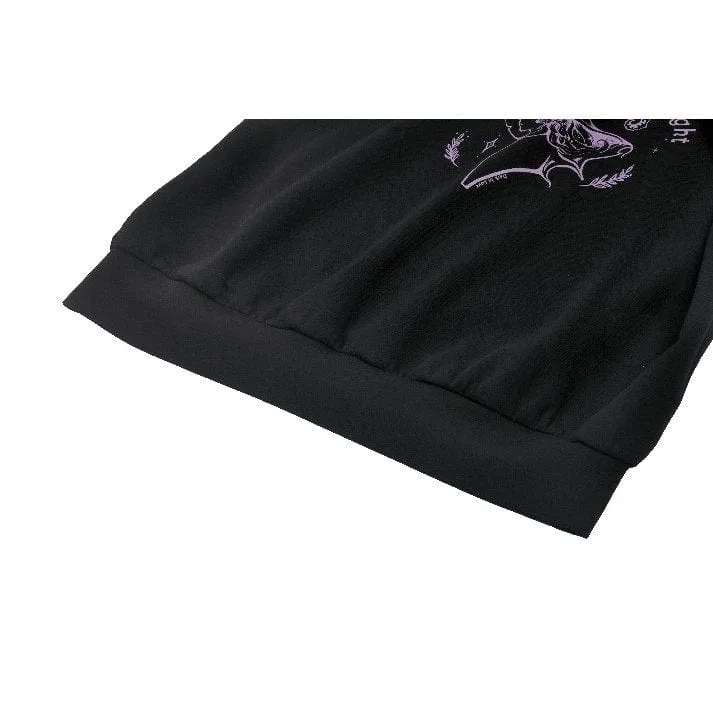 Damen Punk Batwing Sweatshirt Schwarz Weiß