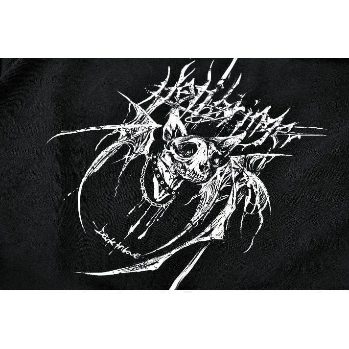 Damen Punk Star Nieten Fledermausohren Hoodie