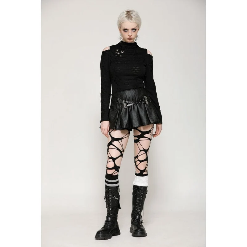 Langärmlige Bluse mit Punk-Optik und zerrissenen Ösen für Damen
