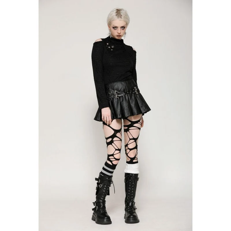 Langärmlige Bluse mit Punk-Optik und zerrissenen Ösen für Damen