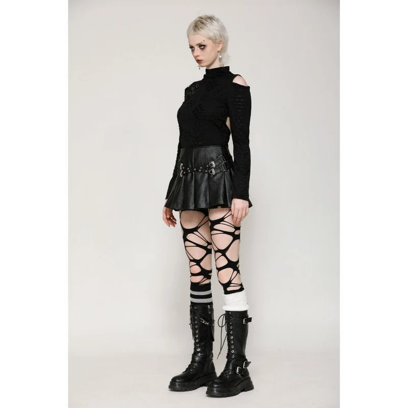 Langärmlige Bluse mit Punk-Optik und zerrissenen Ösen für Damen