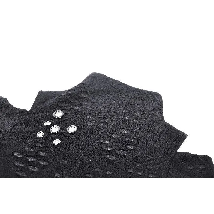 Langärmlige Bluse mit Punk-Optik und zerrissenen Ösen für Damen