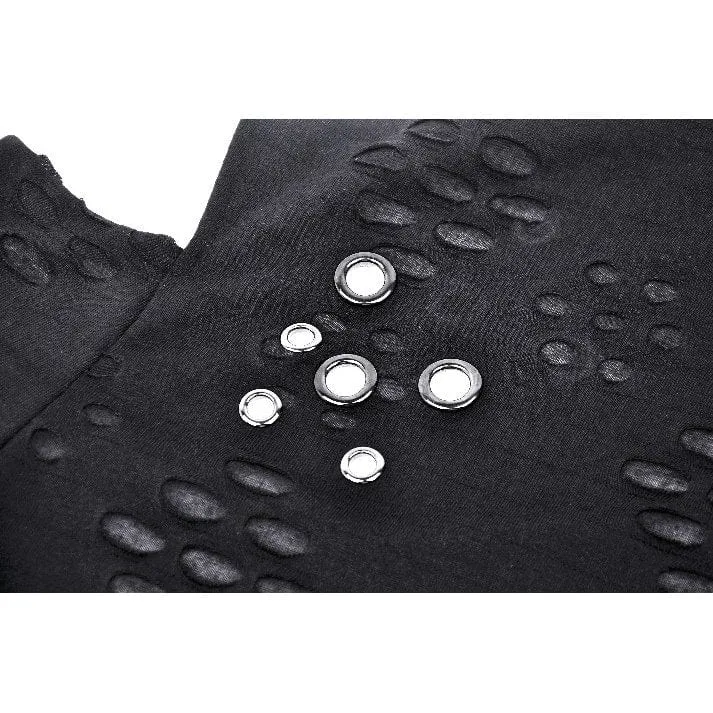Langärmlige Bluse mit Punk-Optik und zerrissenen Ösen für Damen