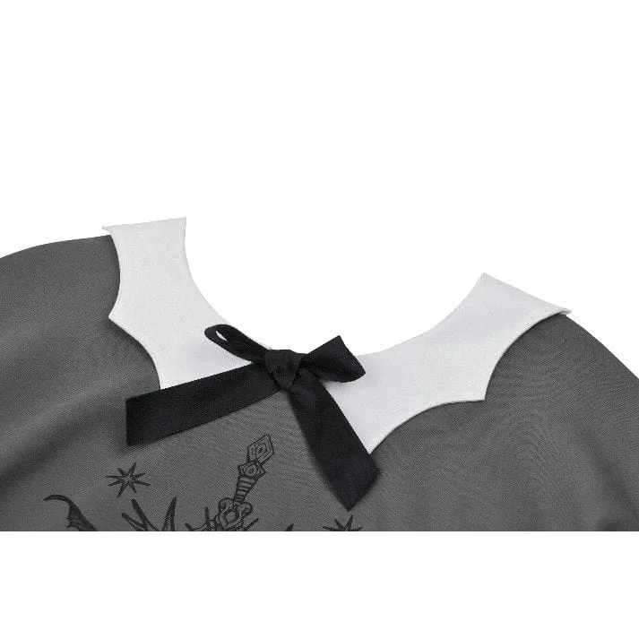 Damen Grunge Bowknot Bat Sweatshirt Grau