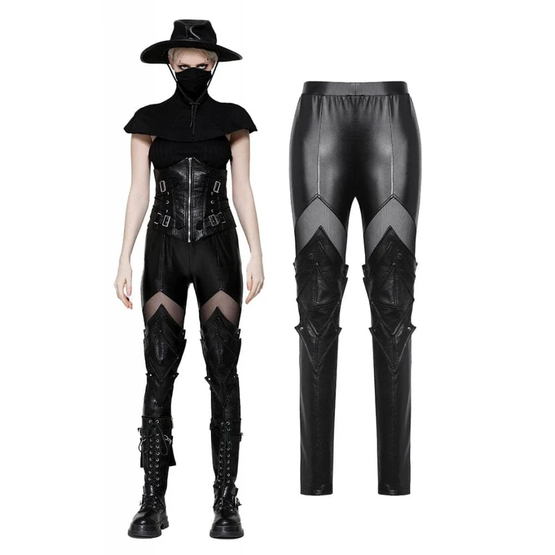 Leggings mit Punk-Rüstung und Gurtband für Damen