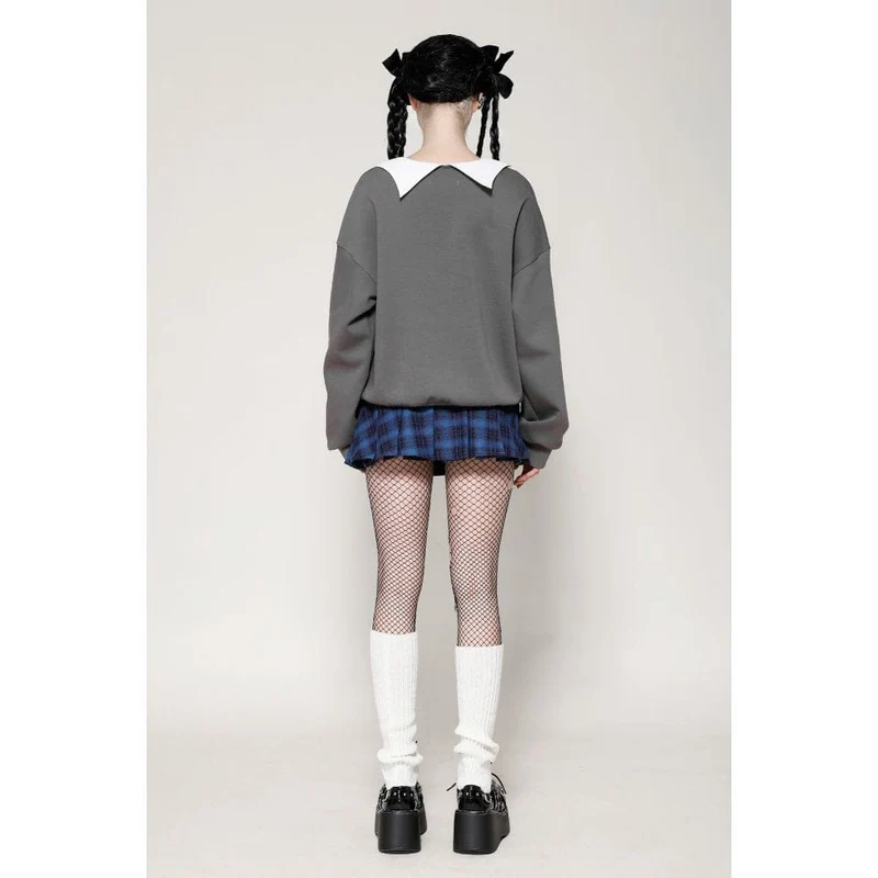 Damen Grunge Stars Plaid Kurzrock Blau
