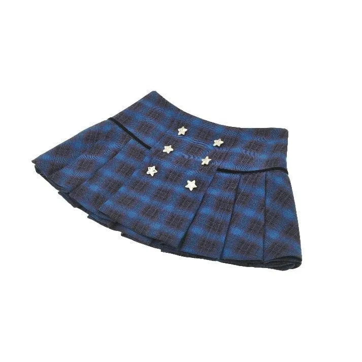 Damen Grunge Stars Plaid Kurzrock Blau