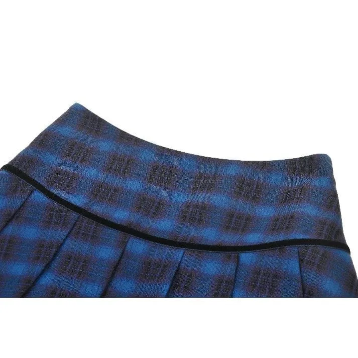 Damen Grunge Stars Plaid Kurzrock Blau