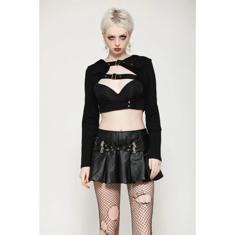 Kurzer Punkrock mit Ösen und Schnalle für Damen