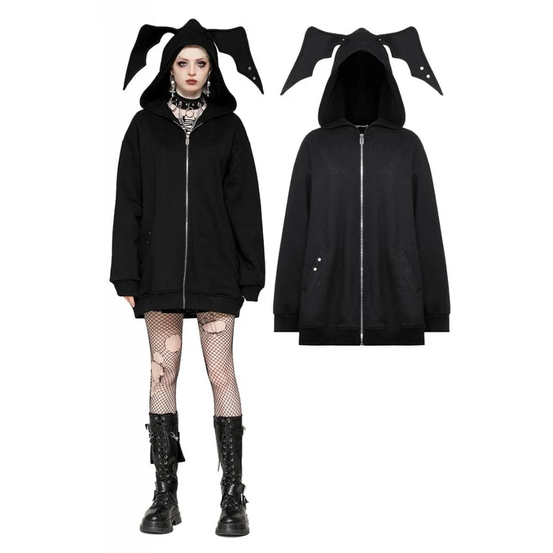Punk Batwing Kapuzenjacke für Damen