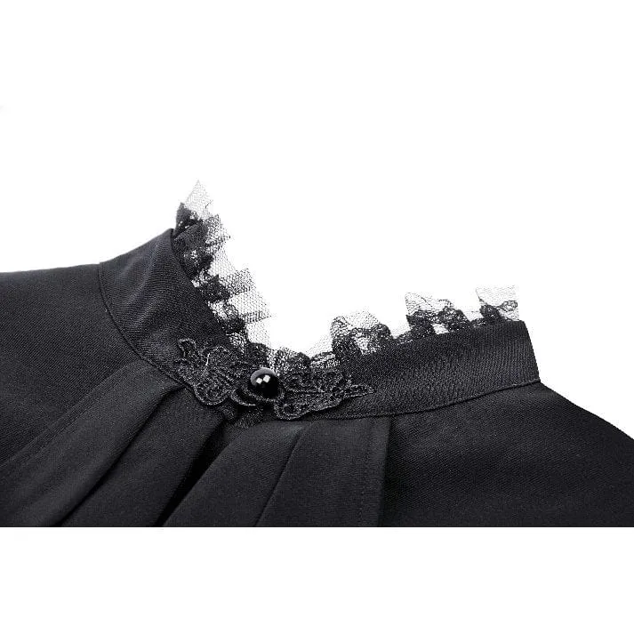 Gothic-Langarmhemd mit Rüschen für Damen