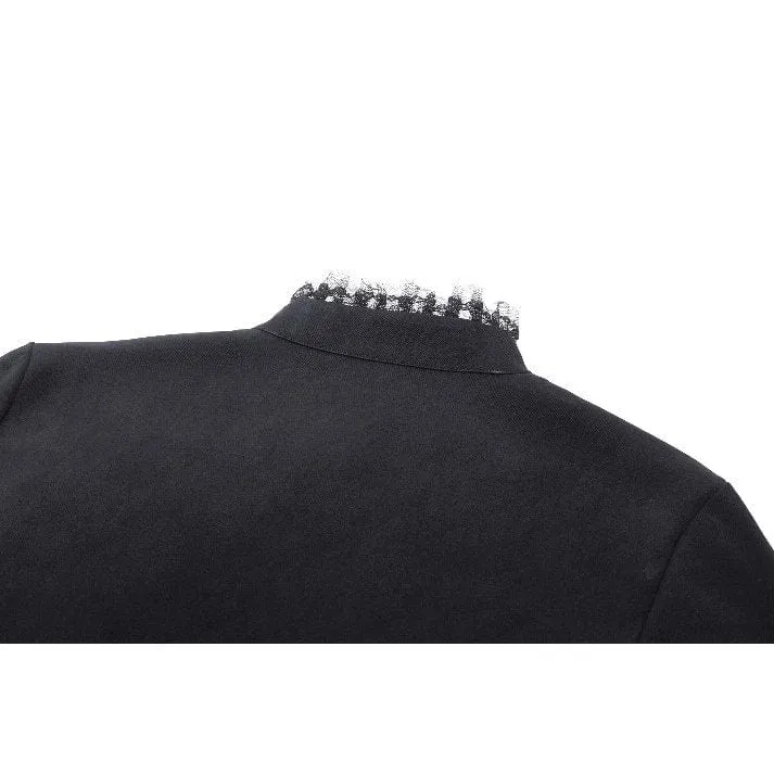 Gothic-Langarmhemd mit Rüschen für Damen