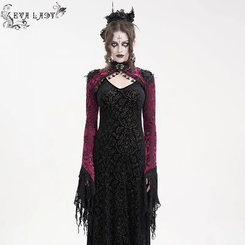 Gothic Cape mit Spitzenquasten für Damen, Schwarz/Lila