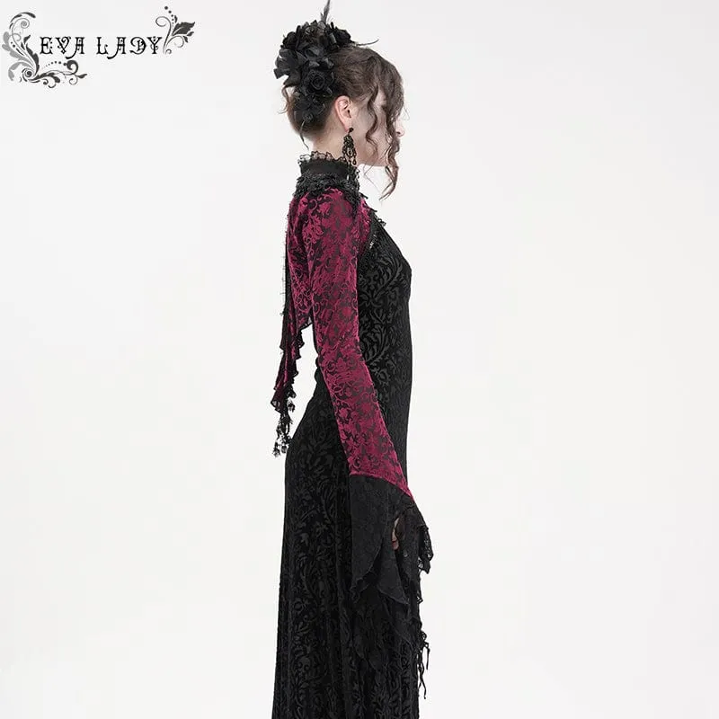 Gothic Cape mit Spitzenquasten für Damen, Schwarz/Lila