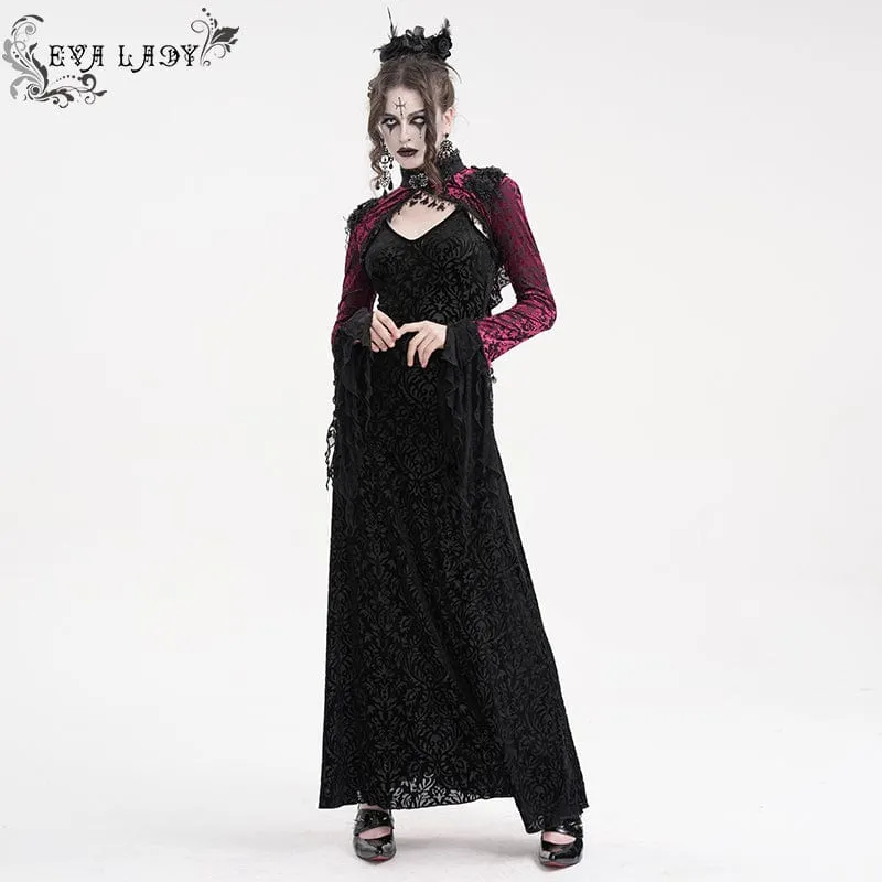 Gothic Cape mit Spitzenquasten für Damen, Schwarz/Lila