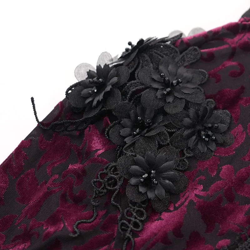Gothic Cape mit Spitzenquasten für Damen, Schwarz/Lila