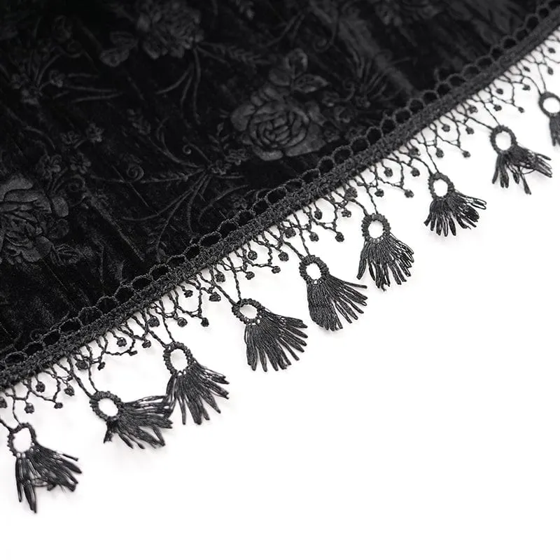 Gothic-Umhang mit Quasten und Federspitze für Damen
