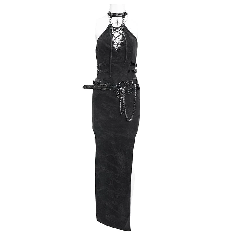 Maxikleid mit Schnalle im Gothic-Stil für Damen