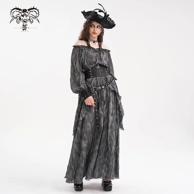 Gothic Neckholder-Langarmblusen mit Schnalle für Damen