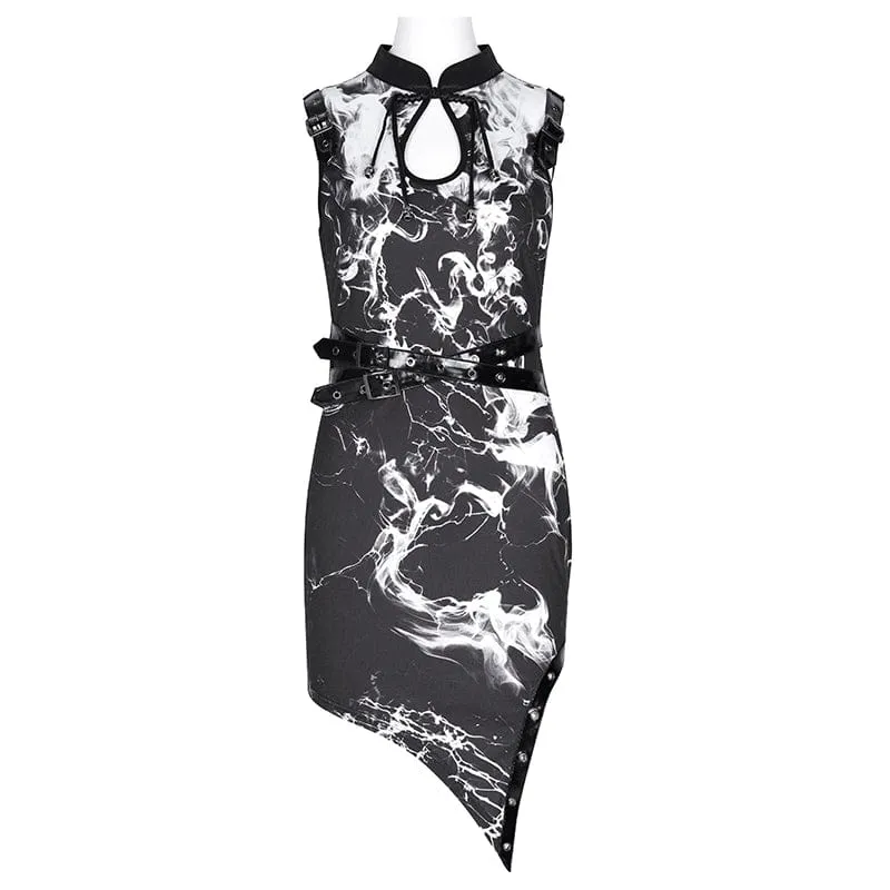 Gothic-Kleid mit Cut-outs und Schnallenverschluss für Damen