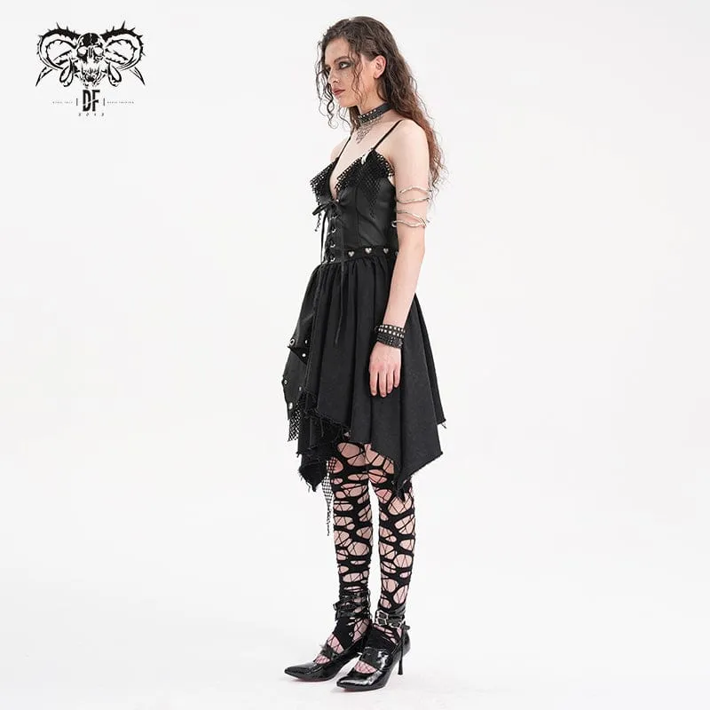 Gothic-Unterkleid aus Netzstoff mit Schnürung und unregelmäßiger Passform für Damen