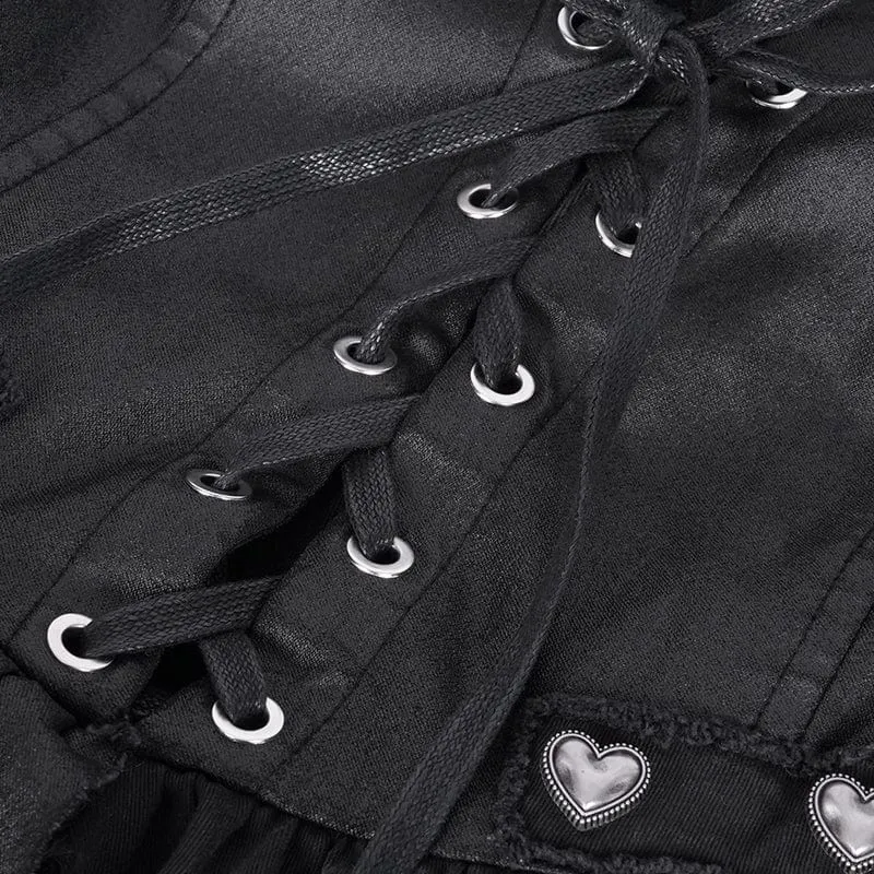Gothic-Unterkleid aus Netzstoff mit Schnürung und unregelmäßiger Passform für Damen
