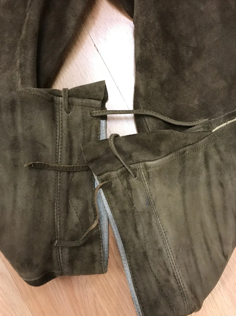 Vintage Trachten Lederhose Kniebund Distler – dunkelbraun, bestickt, Größe 50