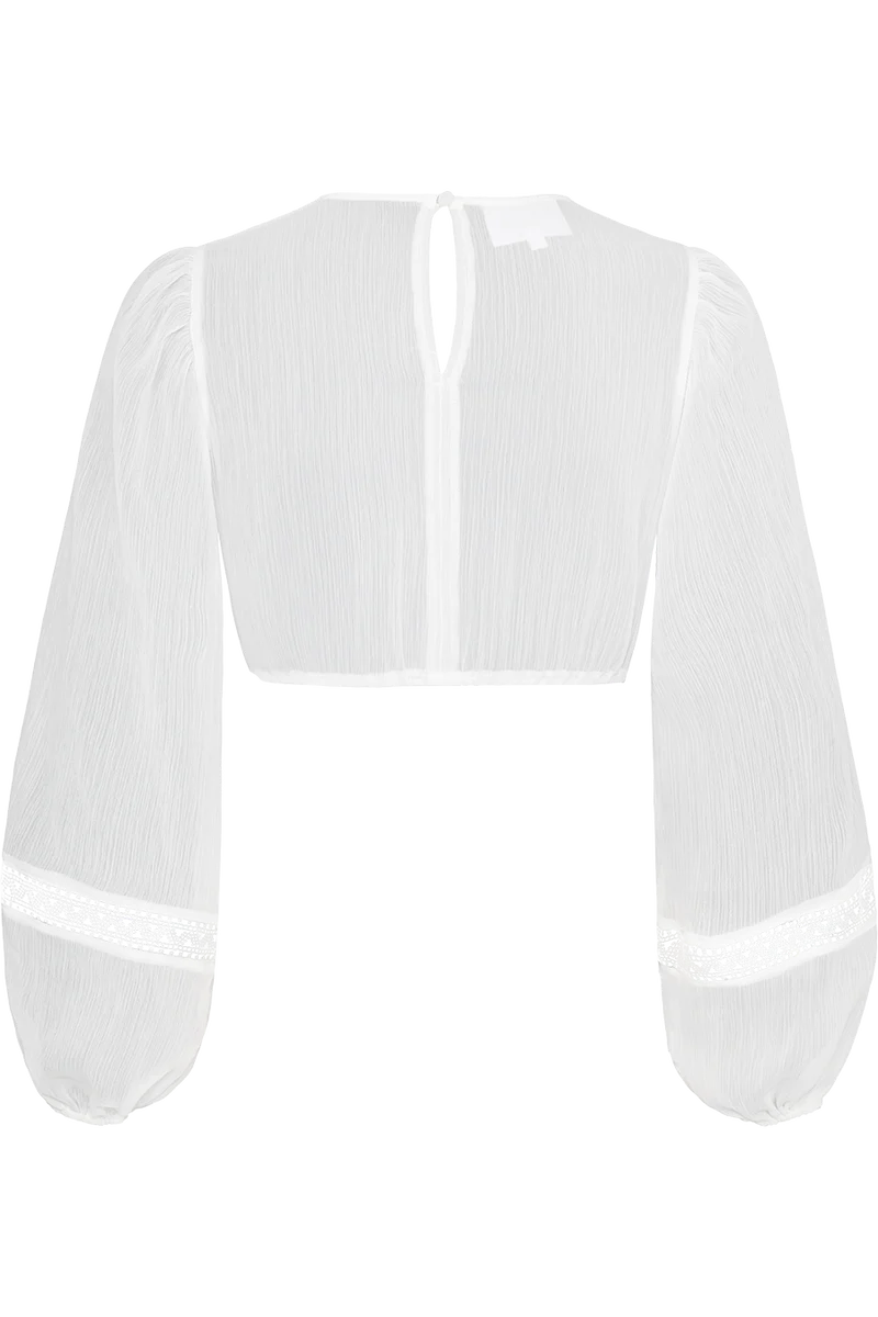 Dirndlbluse hochgeschlossen mit Spitzeneinsatz