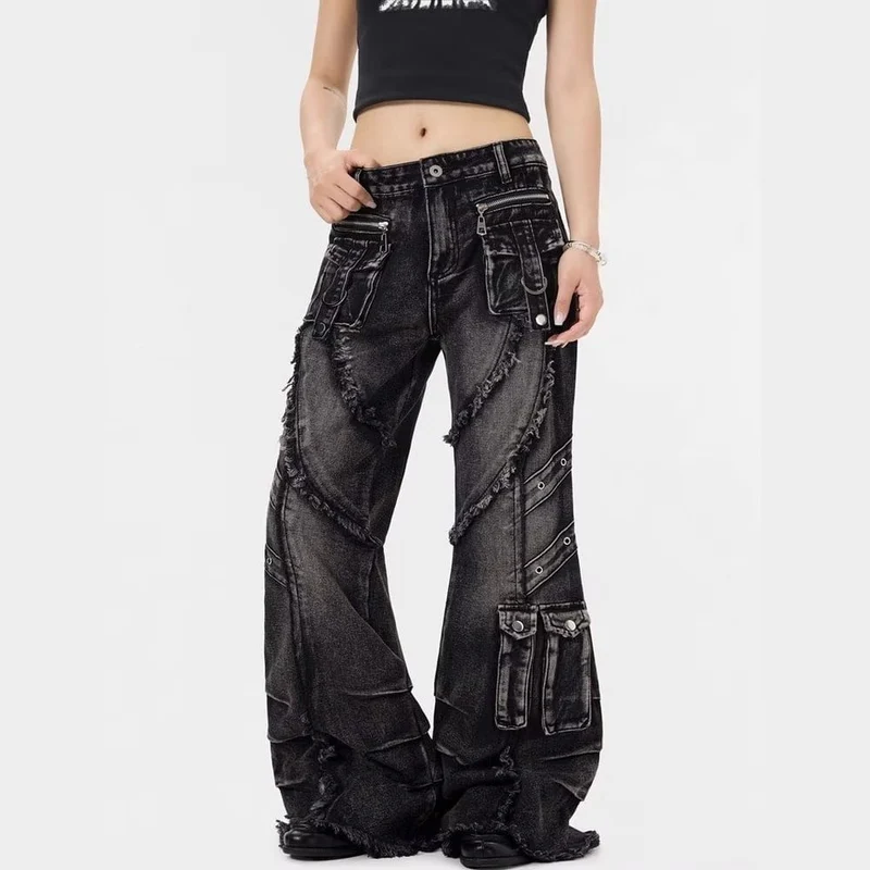 Grunge-Jeans mit offener Kante für Damen