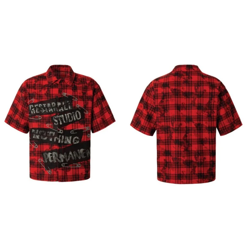 Unisex Grunge Karohemd mit Umlegekragen